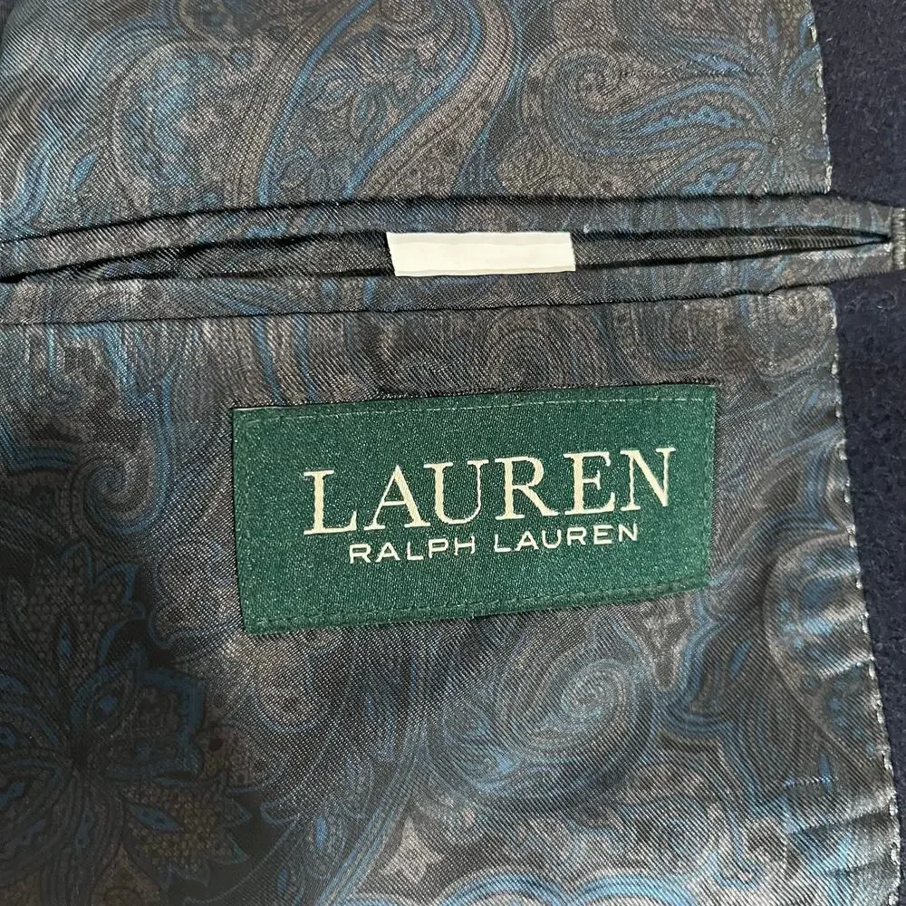 Lauren Ralph Lauren Navy Two Button Wool Silk Cashmere Blazer Mens Size 42R